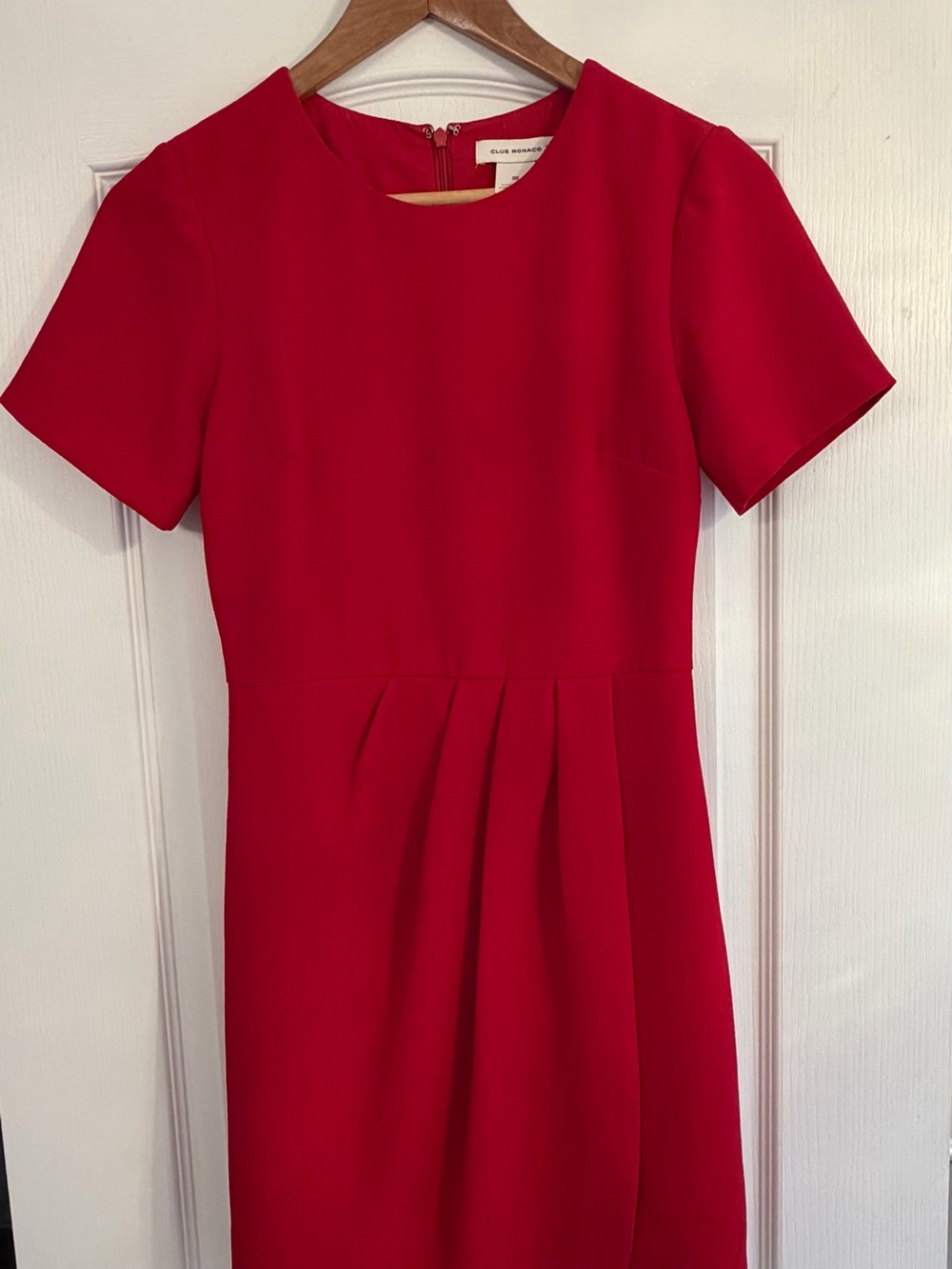 Club Monaco Red Pleated Mini Sheath Dress